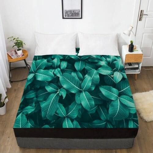 1pc bed sheet Elastic fitted sheet With An Elastic Band 150/180/200/160*200 Mattress Cover Double Bed cover nordic Dark green