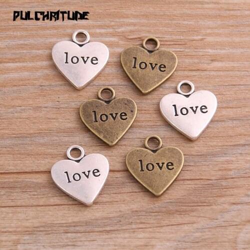 10pcs 16*19mm Two Color Metal Zinc Alloy Letter LOVE Charms Fit Jewelry Medical Plant Pendant Makings
