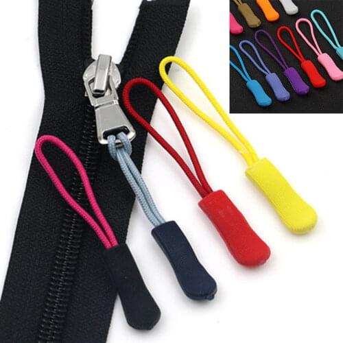 10Pcs Zip Cord Tab Replacement Clip Zipper Pull Puller End Fit Rope Tag Fixer Broken Buckle for Sewing Travel Bag Suitcase Tent
