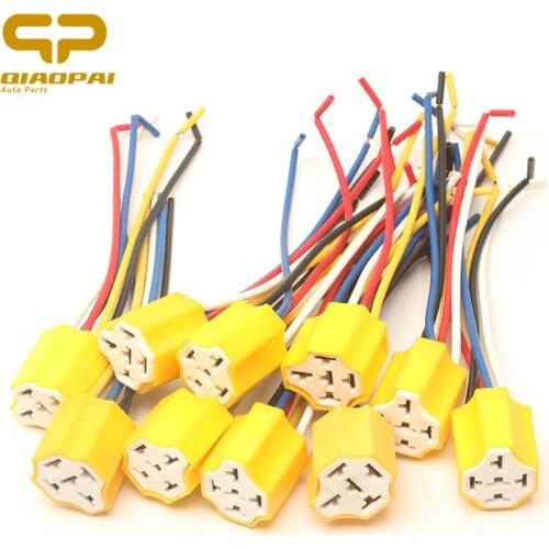 10pc Universal Ceramics 12V Relay Socket 5P Moto Automotive Relay Socket Copper 5 Wire Bulb Socket for 24V 48V Connector Relay