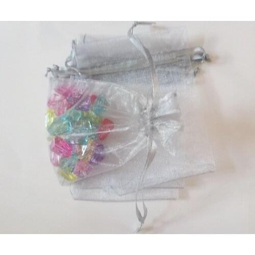 100pcs Gray Gift Bags For Jewelry Bags And Packaging Organza Bag Drawstring Bag Wedding/woman Travel Storage Display Pouches