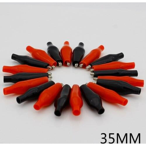 20pcs/lot 35MM Metal Alligator Clip G99 Crocodile Electrical Clamp for Testing Probe Meter Black and Red with Plastic Boot