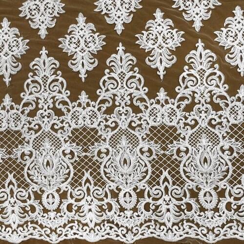 2021 New Arrival Snow White French Nigeria Lace Pure White bridal wedding Laces for gown HY1399-4