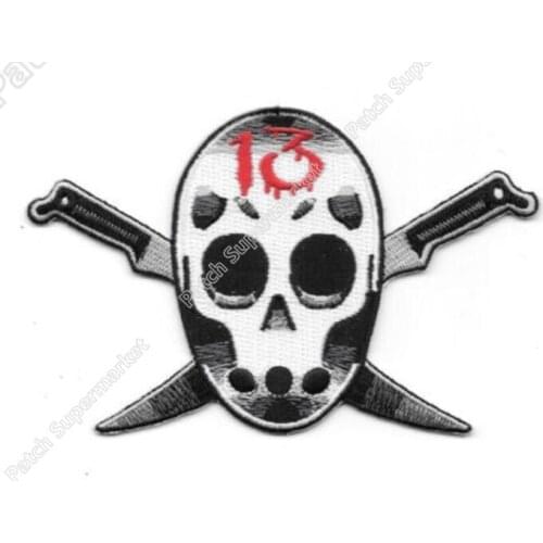 4.5" Friday The 13th Jason Mask patch Knife Large TV Movie 2017 Film Series Costume Emblem iron on sew on badge transfer