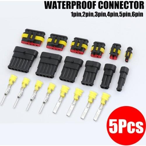 5Pcs Waterproof 1/2/3/4/5/6 Pin Way Seal Quad Bike 12A IP68 Electrical Automotive Wire Connector Plug Terminals Truck Car