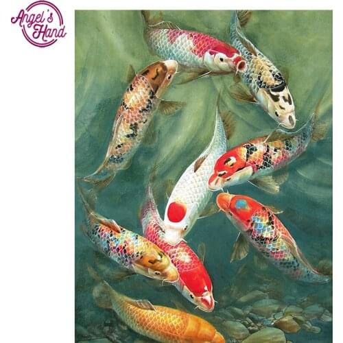 5D DIY diamond embroidery nine goldfish diamond painting Cross Stitch full square drill Rhinestone mosaic decoration