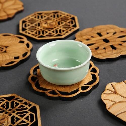6Pcs Bamboo Cup Mat Exquisite Eco-friendly Creative Lotus Root Cup Pad for Home Tea coaster