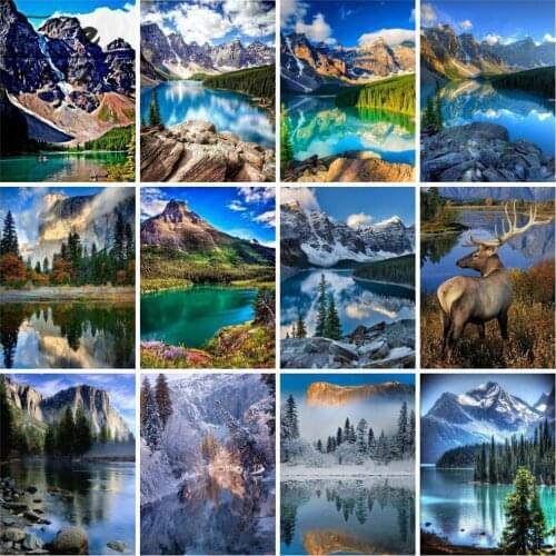Valley Landscape Diamond Painting Cat Snow Scene Embroidery Through Diy Mosaic Painting Art Gift Cross Stitch Home Decoration