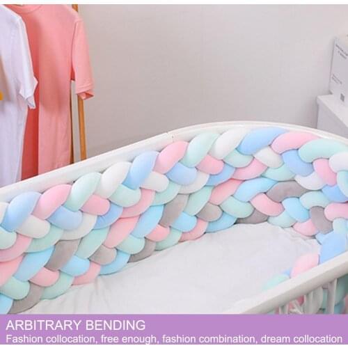 2M Baby Bumper Bed Braid Knot Pillow Cushion Bumper Colorful For Infant Baby Crib Protector Cot Bumper Room Decor Dropshipping