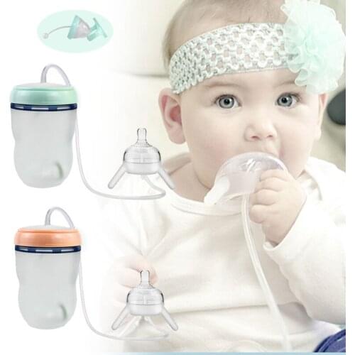 250ml Wide Mouth Handless Newborn Milk Bottle Self-Feeding Baby Bottle with Long Straw Tube Silicone Sippy Kids Cup