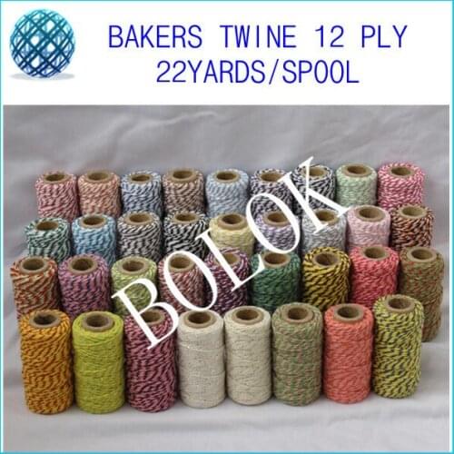 Color Bakers twine (22yard/spool) 400pcs/lot rope cotton 37 kind color wholesale by free shipping