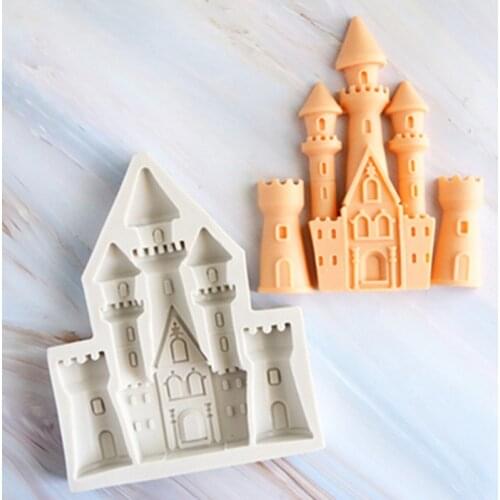 DIY Epoxy Resin Castle Modeling Silicone Mold Cake Baking Decoration Chocolate Mold Plaster Crafts Tower Castle Silicone Mold