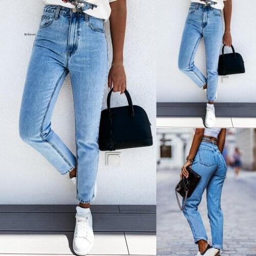 Fashion Women Slim High Waist Jeans Gradient Long Jeans Simplicity Pants Retro Blue Sexy Stretch Woman Jeans Streetwear