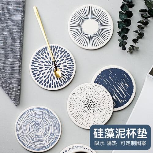 Hot Sale Diatomite absorbent mat Coaster Drink Coffee Cup Mat Easy to Clean Placemats Round Tea Pad Table Pad Holder