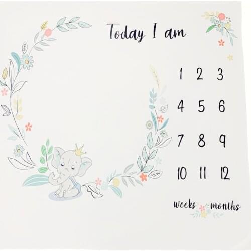 Elephant Newborn Baby Play Mat Manta Monthly Milestone Blanket Photo Backdrop Diaper Photography Background Accessories Boy Girl
