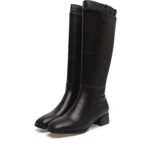 LDHZXC 2020 cowboy western knee high boots women pleated European Style autumn winter boots thick high heels woman big size 43