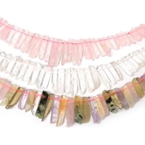 Hot Selling 18-50mm 38cm/Strand Rectangle Slice Beads Pink Crystal Natural Stone Nugget Beads for Necklace Jewelry Making