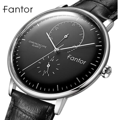 Fantor Fashion Luxury Casual Brand Mens Watches Waterproof Quartz Luminous Hand Date Leather Wristwatch for Men Dress Classic