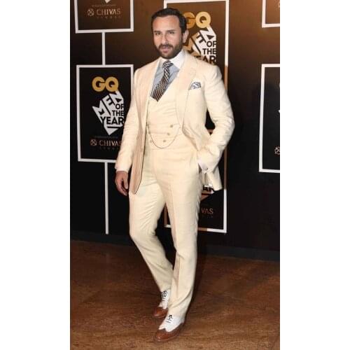 2018 Tailored Beige Suit Men Groom Tuxedo Slim Fit 3 Piece Custom Prom Men Wedding Suits Blazer Terno Masuclino Jacket+Pant+Vest