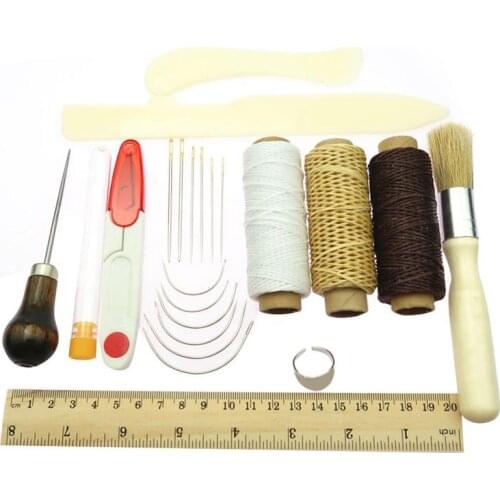 23 Pieces Bookbinding Kit Starter Bone Folder Paper Creaser Waxed Thread Awl Large-eye Needles For Crafts And Sewing Supplies
