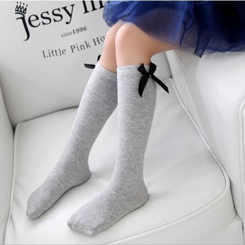 Lovely Girls Kids Toddler Bow Knee High Socks Colours Silk Bow Stockings 1-8 years Girls