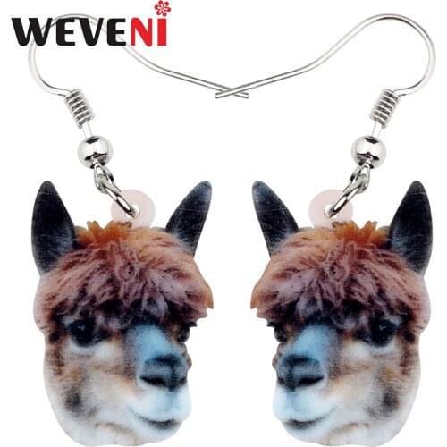 WEVENI Acrylic Novelty Camel Llama Earrings Drop Dangle South American Animal Jewelry For Women Girls Souvenir Accessories Gift