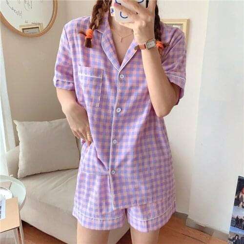 2021 Short Sleeve Pajamas Set Summer Women Top Loungewear Nightwear for Women Sleepwear Set Short Pant Youth Girls Tracksuit Set