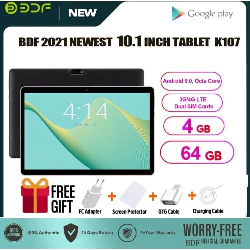 BDF 10 Inch Android 9.0 Tablets Pc 3G Phone Call 2GB RAM 32GB ROM Dual SIM Card Quad Core WiFi Bluetooth Tablet Android