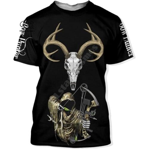 PLstar Cosmos Animal Deer Bow Hunting Hunter Tracksuit Casual NewFashion 3DPrint Unisex Shorts Sleeves T-shirts Mens Womens s-4