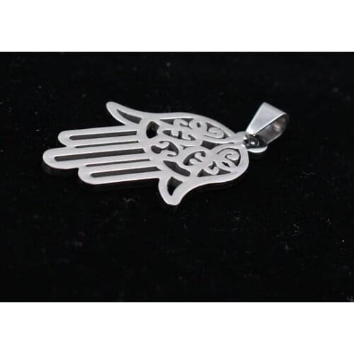 Size 29 * 42mm stainless steel Hamsa hand Pendant fashion retro necklace Charms high polished