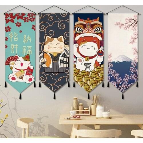 Hanging Cloth Japanese Lucky Cat Hanging Picture Sushi Restaurant Homestay Decoration Cloth Bedroom Background Wall Mural