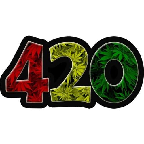 Coolest Creative Stickers for Car Accessories 420 Weed Leaf Leaves Dank Motorcycle Decals Car Stickers Vinyl KK Pvc 13cm X 6.6cm