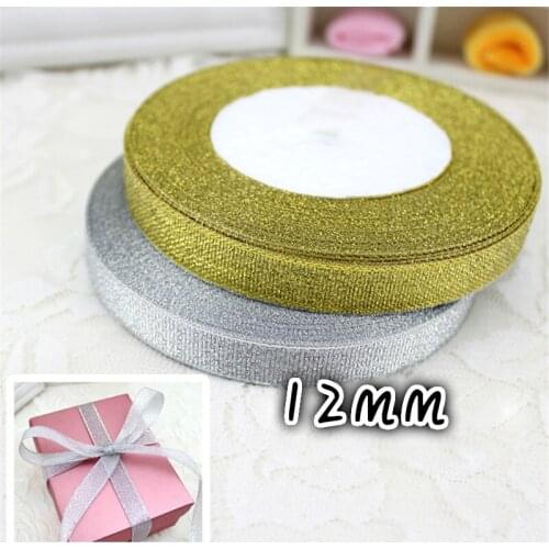 25yard/lot)12mm Silver/Gold Silk Satin onion Ribbon Party Home Wedding Decoration Gift Wrapping Christmas New Year DIY Material