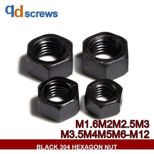 Black Oxide 304 M1.6M2M2.5M3M3.5M4M5M6M8M10M12 stainless steel hexagonal nut GB41 DIN555 ISO 4034