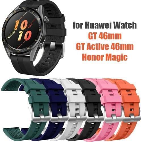 Silicone Strap For Huawei Watch GT 46mm / GT Active 46mm / Honor Magic Watchband Silica Gel bracelet de montre Correa de reloj