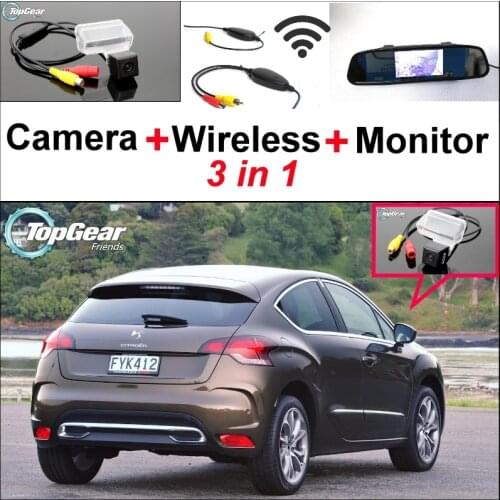 3 in1 Special Rear View Camera + Wireless Receiver + Mirror Monitor Easy DIY Parking System For Citroen DS4 DS 4 2010~2015