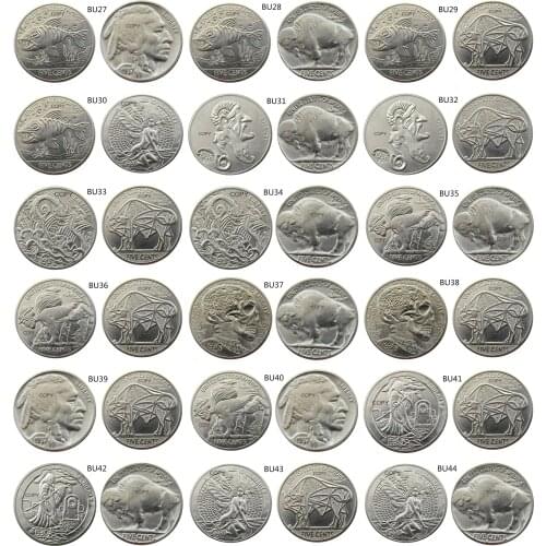 US Hobo Creative Mix Different Buffalo Nickel Five Cents skull zombie skeleton hand carved Copy Coins