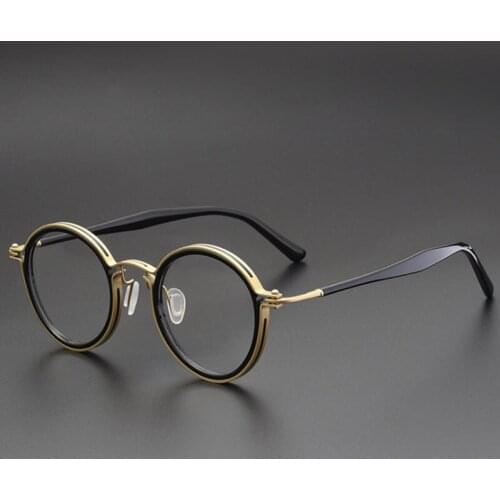 Vintage Round Luxury Pure Titanium Optical Glasses Frames Men Women Fashion Computer Eyeglasses 50235