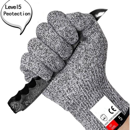 Grade 5 cut-resistant gloves High-strength polyethylene HPPE knit kitchen cut-proof gloves woodworking slaughter dipped gloves