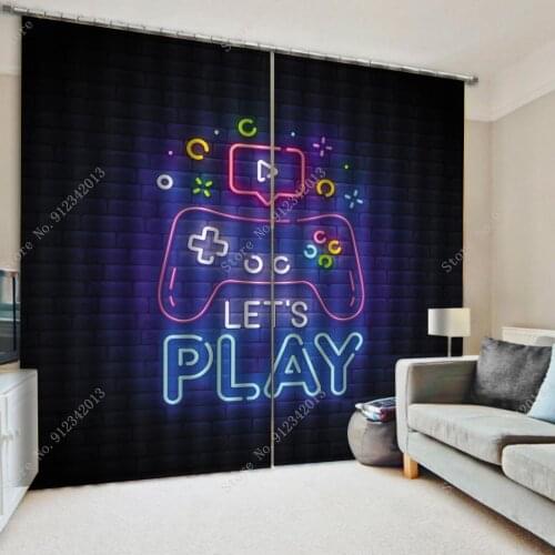 Gamepad Shading Curtain for Bedroom Living Room Anime Window Drapes Boys Girls Gifts Blackout Insulation Polyester Curtains