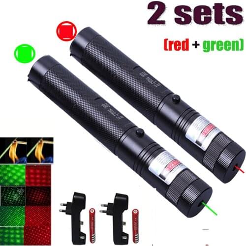 Green Laser Pointer Sight CNC Lasers Pointer Powerful device 10000m Adjustable Focus Lazer with Star Cap+Charger+18650 Battery