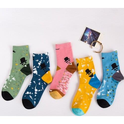 Winter Warm Fashion Cotton Metrosexual Men Tide Male Gentleman Mustache Socks Blue Green Casual Calcetines Mujer Meias