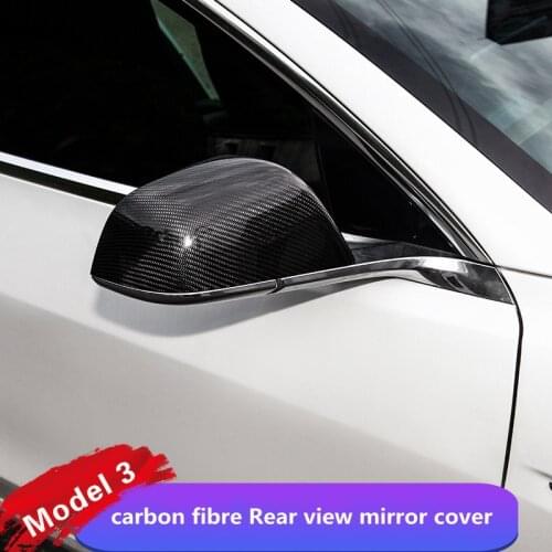 1Pair For Tesla Model 3 2017-2020 Rear View Side Mirror Cover Case Trim Carbon Fiber Style Car Rearview Mirror Protector