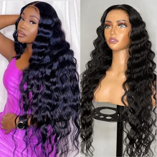 Brazilian Loose Deep Wave Wig 13x6 Lace Front Wig Curly Transparent Lace Frontal Human Hair Wigs 180% Remy 13X4 Loose Wave Wigs