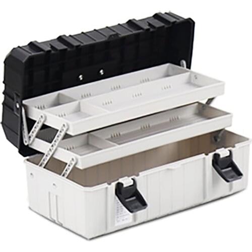 17 Inch Three Layer Plastic Foldable Toolbox Household Maintenance Electrician Tool Storage Case Multi-functional Box
