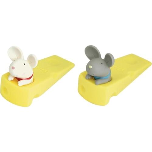 2x Cute Door Stops Cartoon Creative Silicone Door Stopper Holder Toys for Children Baby Home Furniture Hardware-White & Gray