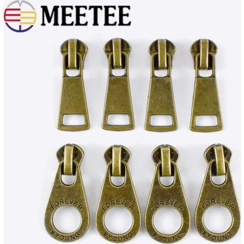 5Pcs Retro Bronze Zipper Slider For Metal Zipper Down Jacket Coat 5# Zipper Head Zip Repair Kits DIY Garment Sewing Accessories