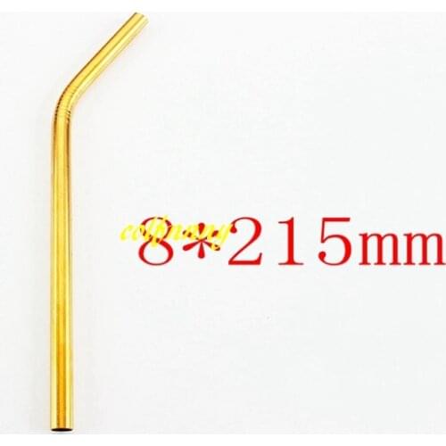 500pcs/lot 8*215mm Colorful 304 Stainless Steel Straw bend & straight drinking straws beer straw