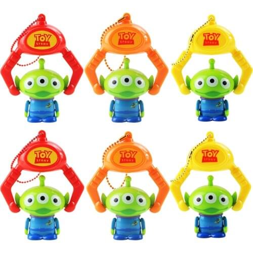 6pcs/Set 7cm Toy Story Squeeze Green Three Eyes Alien PVC Action Figure Classic Cartoon Model Toys Kids Gift Brinquedos Keychain