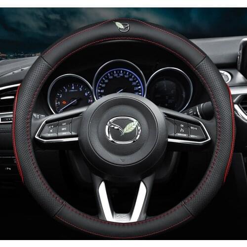 Car Genuine Leather Steering Wheel Covers for MAZDA2 MAZDA3 MAZDA6 MAZDA CX-3 CX-4 CX-30 CX-5 CX-8 CX-9 MX-5 MX-30 ROADSTER